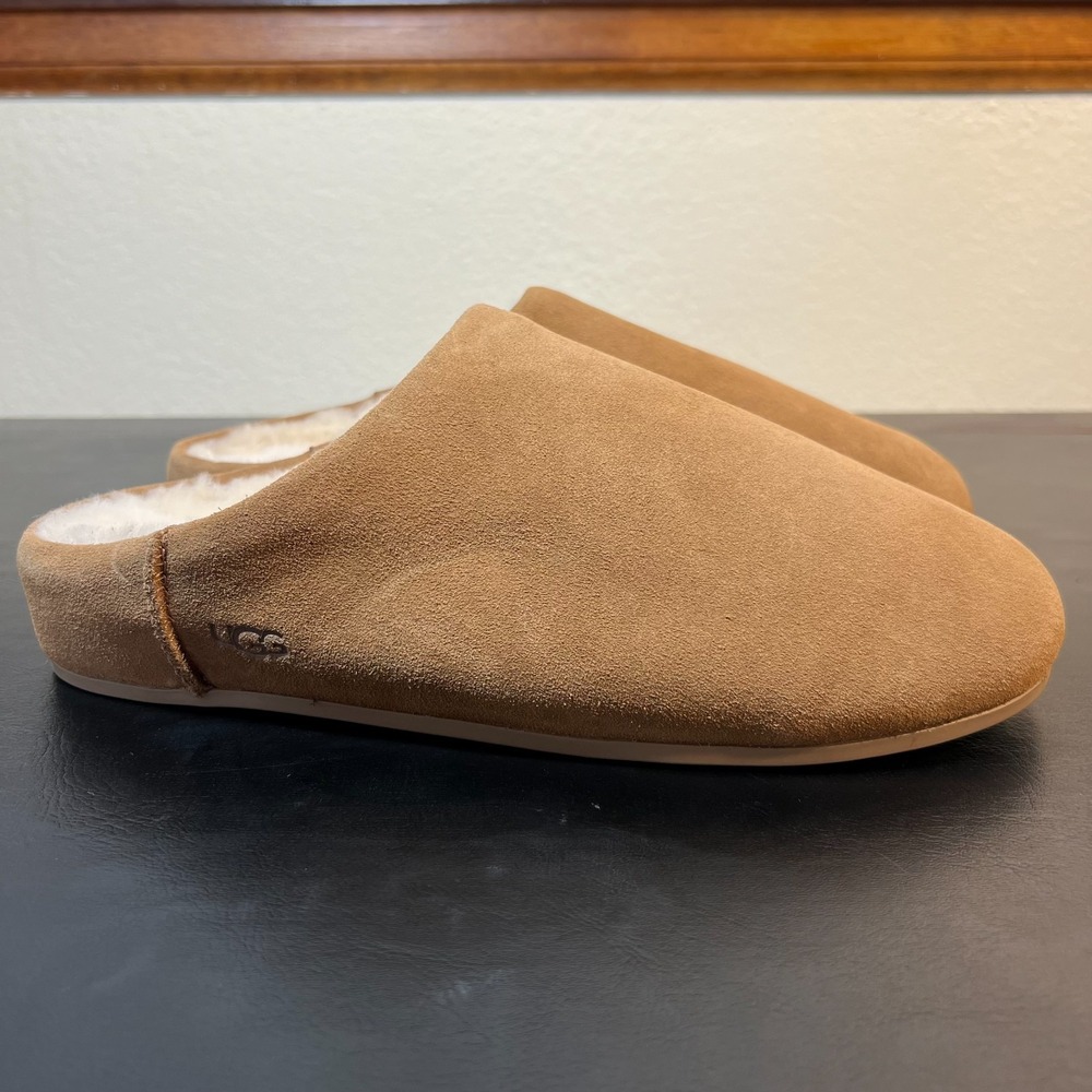 UGG Tan Suede Sheepskin Mule Slippers Size 11